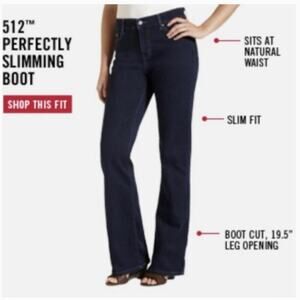 Levi's 512 Bootcut Perfectly Slimming Dark Wash Stretchy Jeans Women’s Size 8P